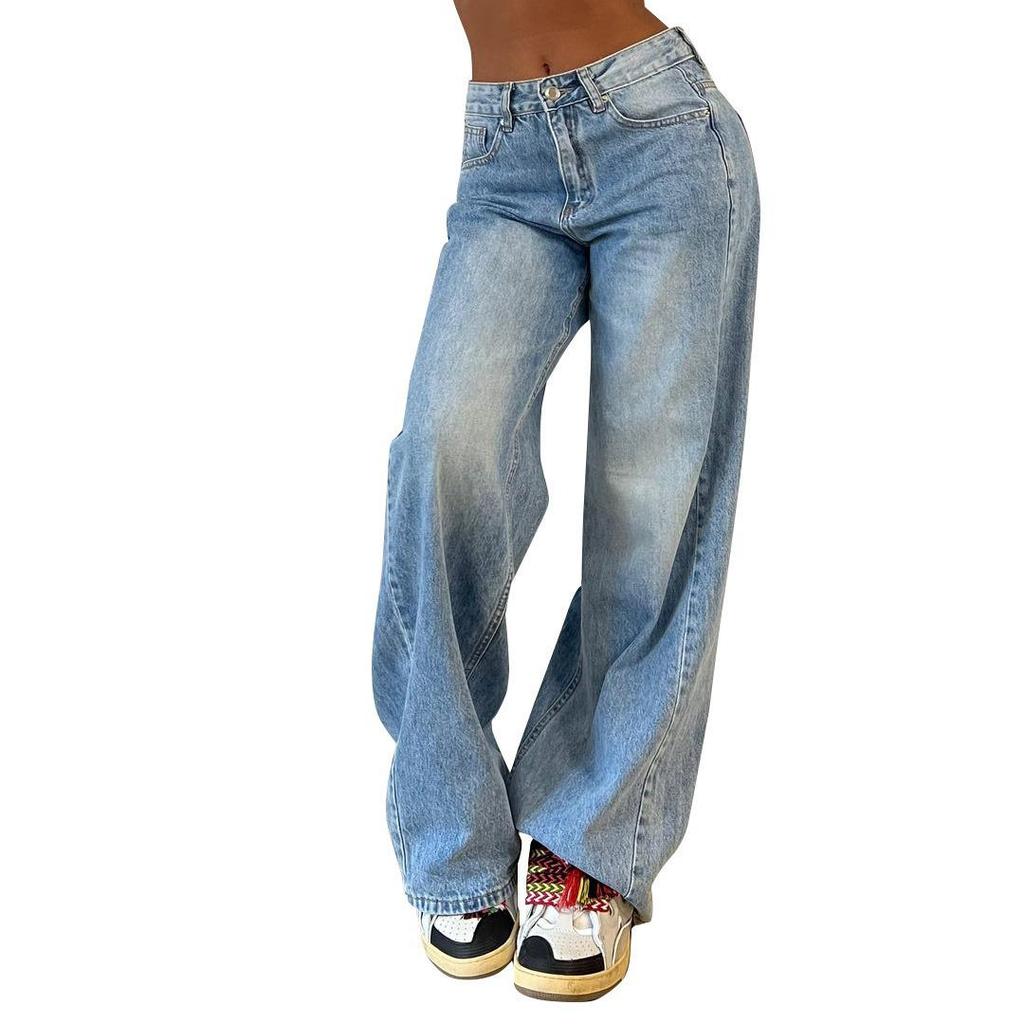 2025 Spring/Summer Women's Light Color High Waist Wide-Leg Slimming Jeans