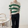 Shop   Women SliT Collar Neck STripe Long Sleeve KniT T shirT Black 21ds Wkn 247