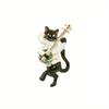 SKEDS Women Men Fashion Creative Exquisite Cute Cat Crystal Pin Lovely Kitten Rhinestone Delicate Kitten Enamel Brooch Badges