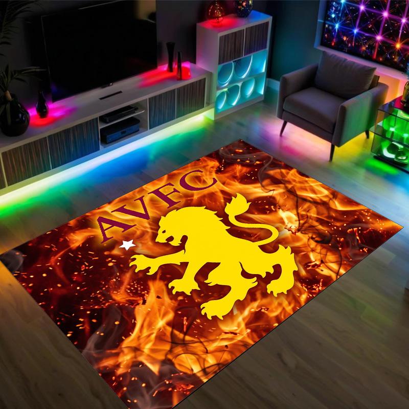 Aston Villa Football Design Crystal Velvet Carpet Cozy Non?Slip Printed Rug For Bedroom Living Room Entrance
