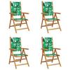 VidaXL Chaises inclinables de jardin lot de 4 vert tissu bois massif, siège de jardin, chaise de patio, chaise à manger de 3214550