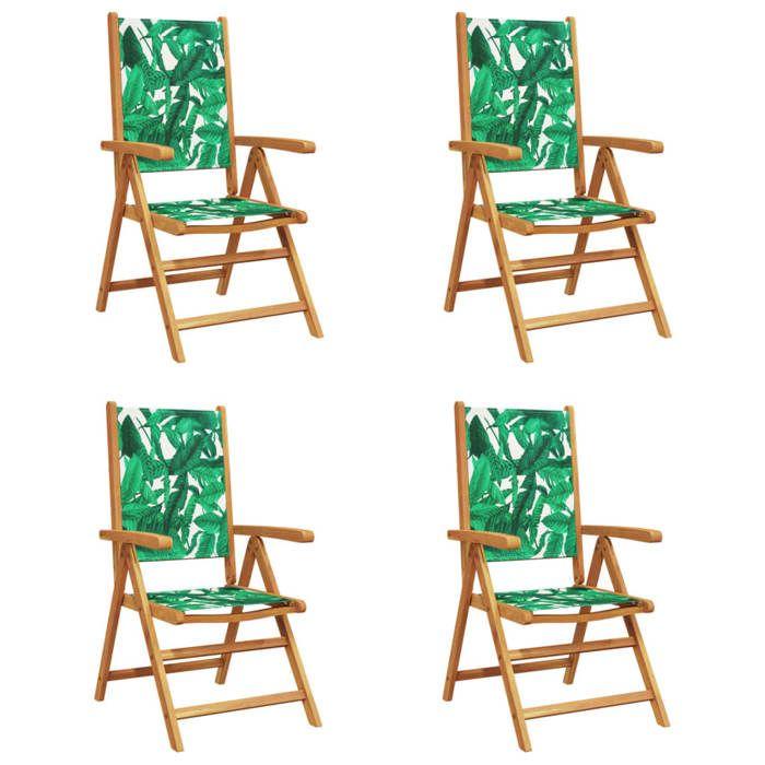 VidaXL Chaises inclinables de jardin lot de 4 vert tissu bois massif, siège de jardin, chaise de patio, chaise à manger de 3214550