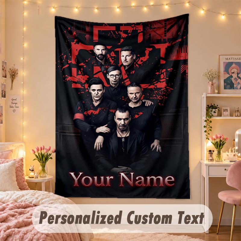 Custom Personalized Tapestry,Rammstein Print Custom Name Text Wall Art Hanging for Bedroom