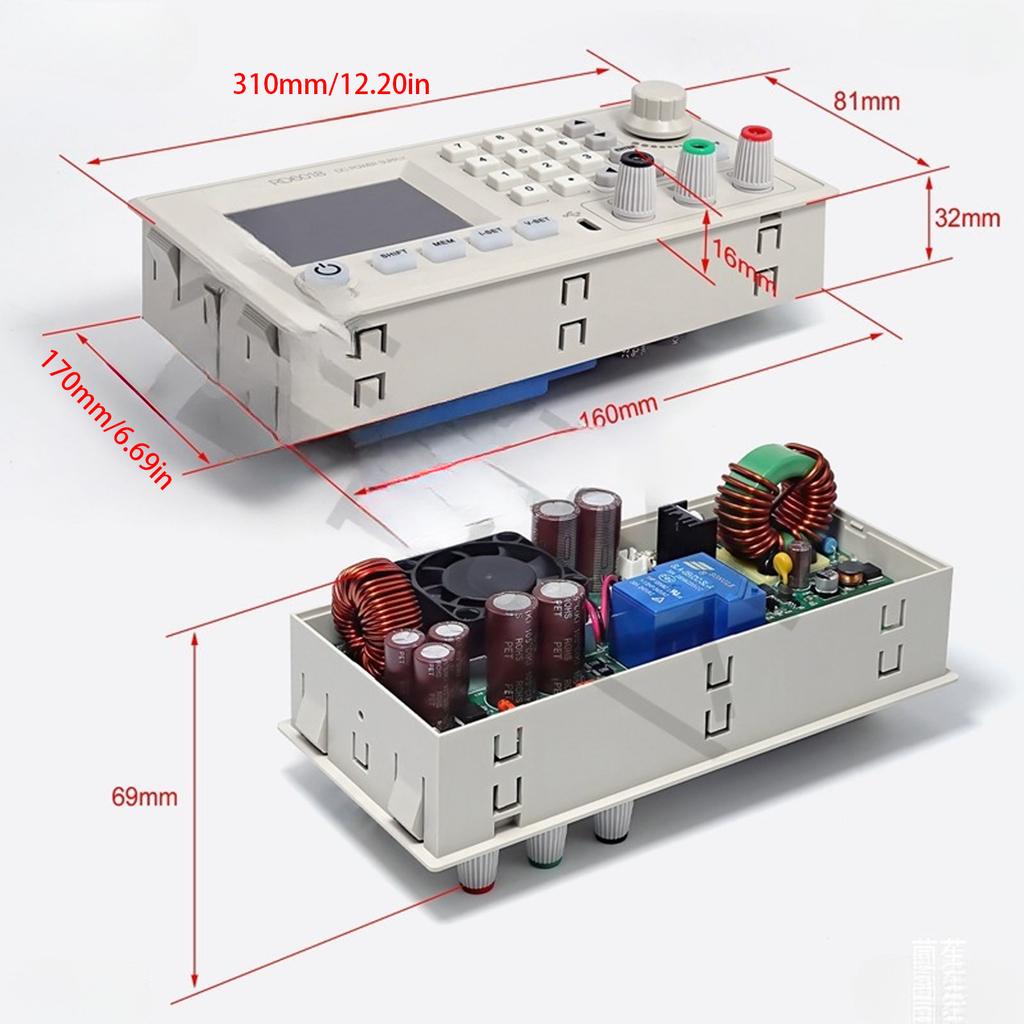 Adjust Direct Current Steping Down Bucking Power Convert Board 60V 18A Voltages Regulated with LED Digital Display