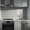 10Pcs  Grey Tile Stickers Fan-Shaped Sunflower Patchwork Wall Decals Waterproof Anti-Slip Backsplash Wallpaper for Living Room Kitchen Bathroom