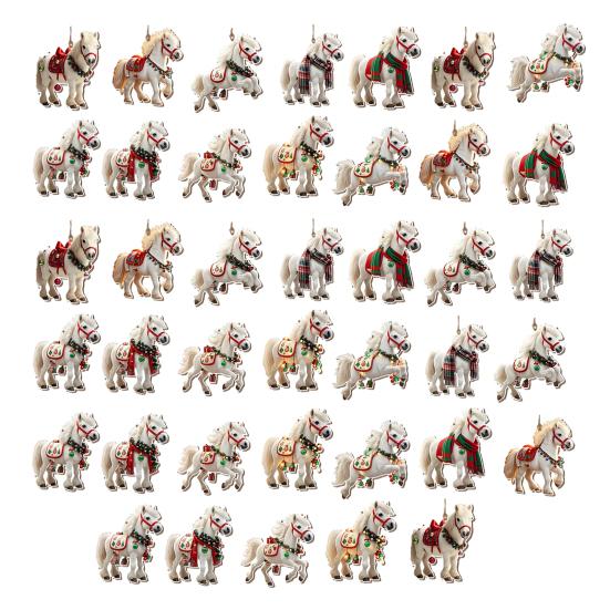 Christmas Horse Ornaments 2D Acrylic Vintage Horse Christmas Tree Hanging Decoration Western Theme Animal Ornaments for Xmas Tree Home Decor
