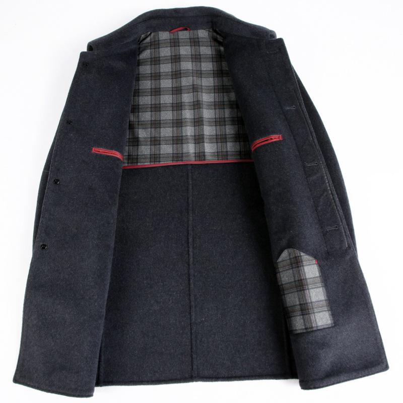 Men's Mid-Length Double-Faced Cashmere Wool Coat - Autumn/Winter Thick Tweed Jacket, Dad Style Trench Coat