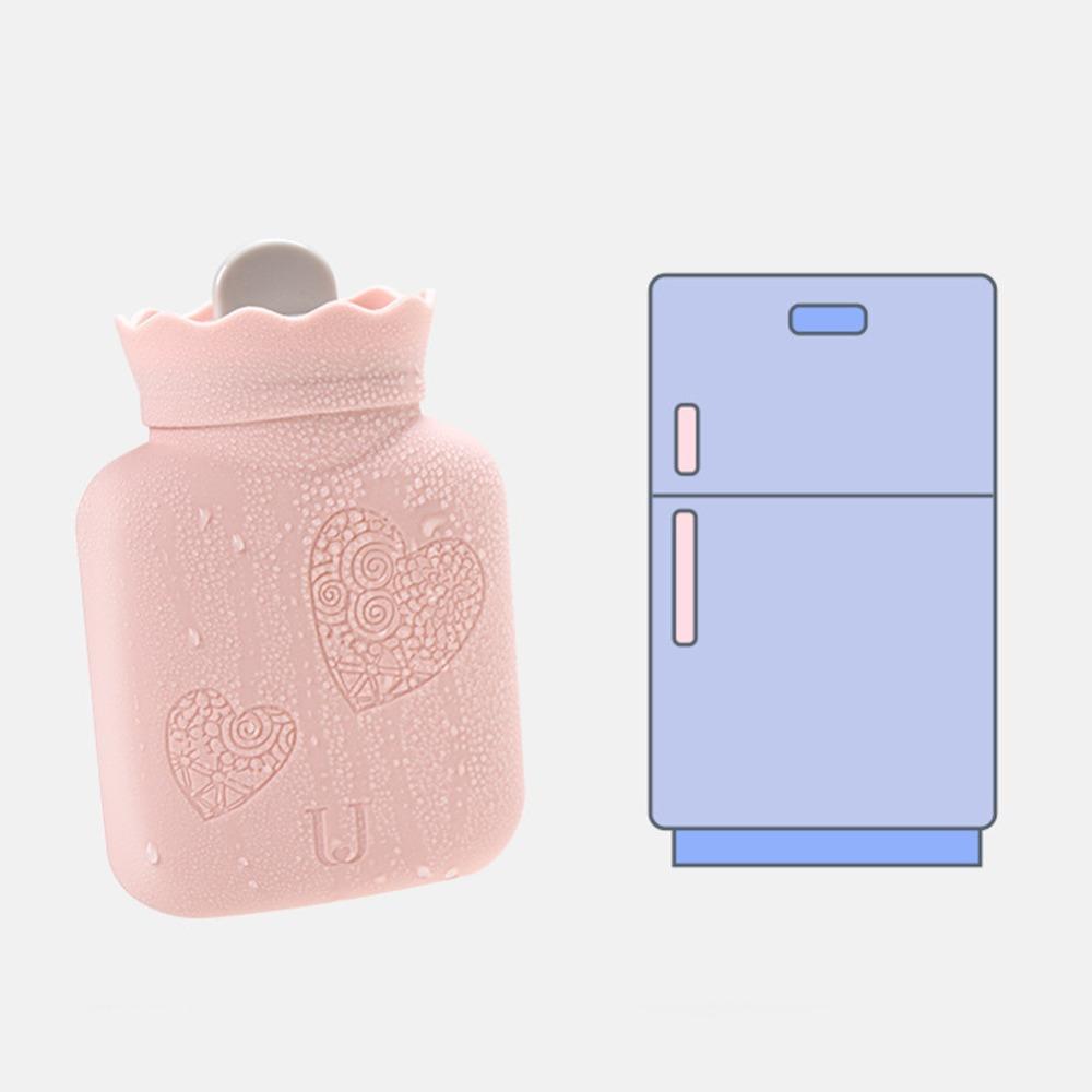 Soft Silicone Hot Water Bottle Knitted Mini Hand Warmer Fillable Leakproof Uterus Warmer Outdoor Use