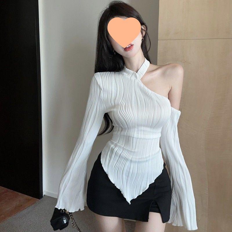 Autumn/Winter Spicy Off-Shoulder Halter Long Sleeve T-shirt for Women