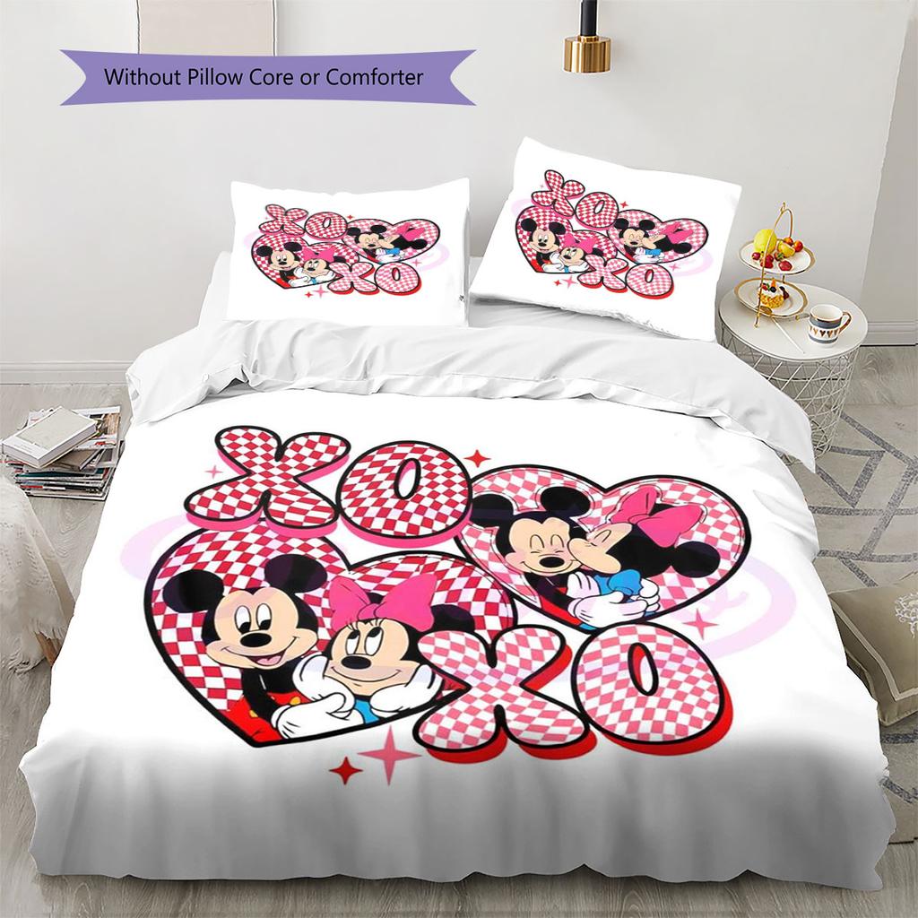 Retro Checkerboard Mickey & Minnie Couple Pattern Bedding Set – A Warm and Cozy Choice for Decorating A Child's Bedroom.