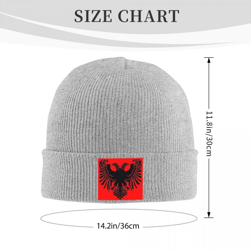 Albania Flag Black Eagle On Red Warm Knitted Cap Winter Knit Bonnet Hat Skullies Beanies Hip Hop Caps for Unisex