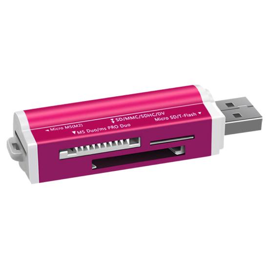 

4 в 1 мини-портативный USB-адаптер для чтения карт памяти TF/MS/M2 для компьютера красный