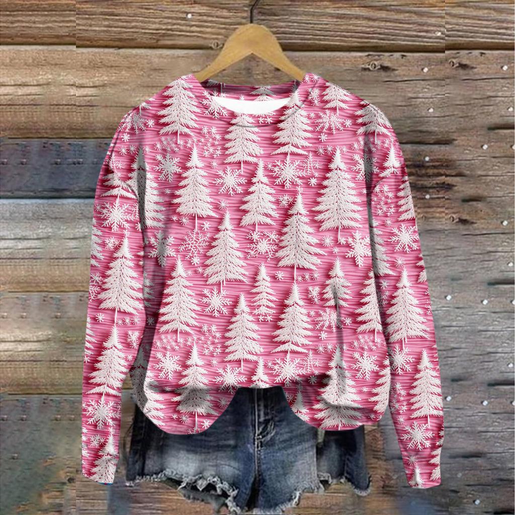 Women's top Christmas printed top printed top Autumn regular top Women's printed top