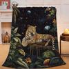 Black and white wolf in the night sky digital-printed polyester Bedroom velvet flannel soft cover blanket Fleece cover blankets