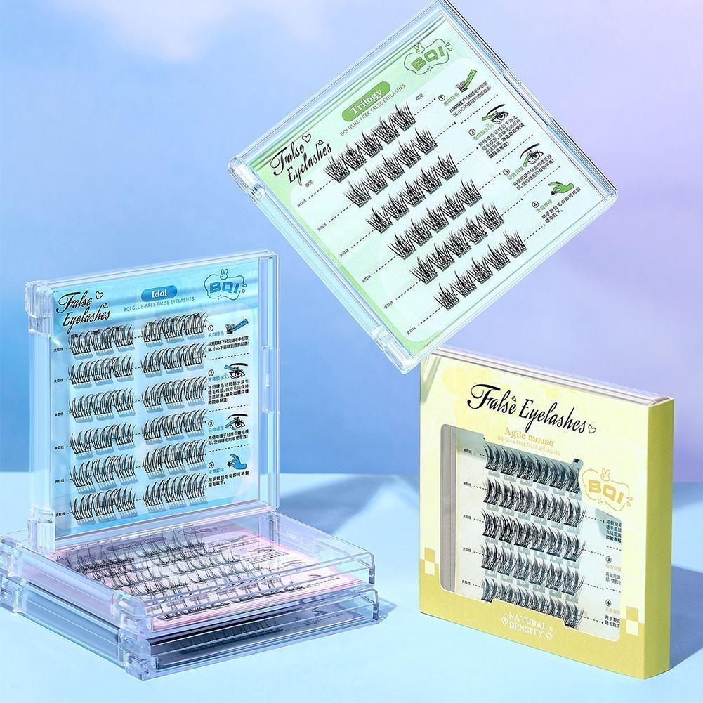Falsche Wimpern ohne Kleber, natürlich aussehende falsche Wimpern, 3D-falsche Wimpern ohne Klebstoff, schwarze Wimpern mit starker Haftung in 1 Sekunde