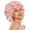 Satin Ribbon Round Silk Sleep Cap with Bowknot: Wide Brim Hair Care and Bath Hat