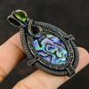 Abalone Shell Pendant Copper Wire Wrapped Pendant Gemstone Designer Jewelry Handmade Pendant Gift For Mother Peridot Pendant Copper Jewelry
