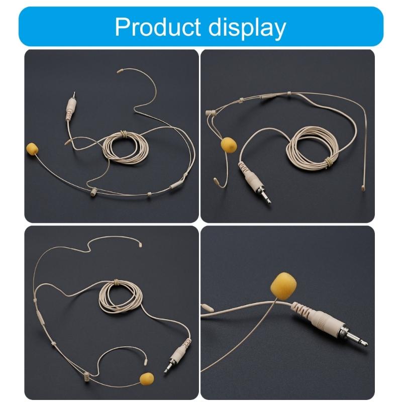 Headset Headworn Microphone 3.5mm Thread Screw Lock Head Microphone Double Earhook Headworn Mic for Stage Performances