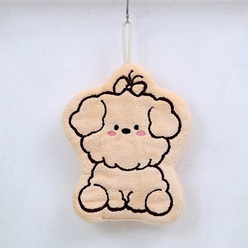 

Щенок из кораллового флиса, ручное полотенце, подвесной тип, кухонная тряпка для ванной комнаты, двухслойная утолщенная мультяшная портативная нелиняющая носовая салфетка света кофе