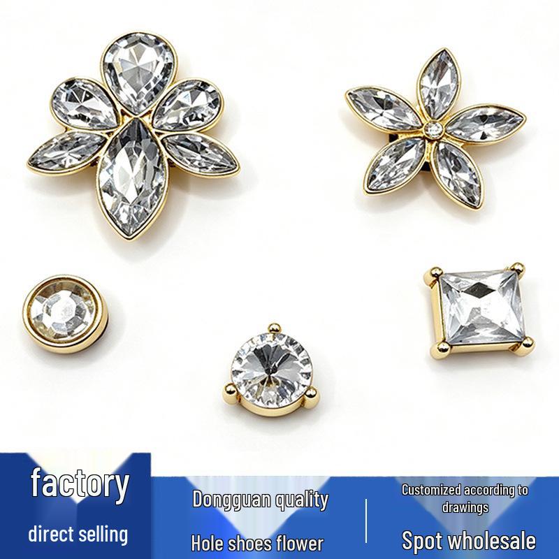 Flower Rhinestone Shoe Charms: Cute Metal Buckles for Crocs