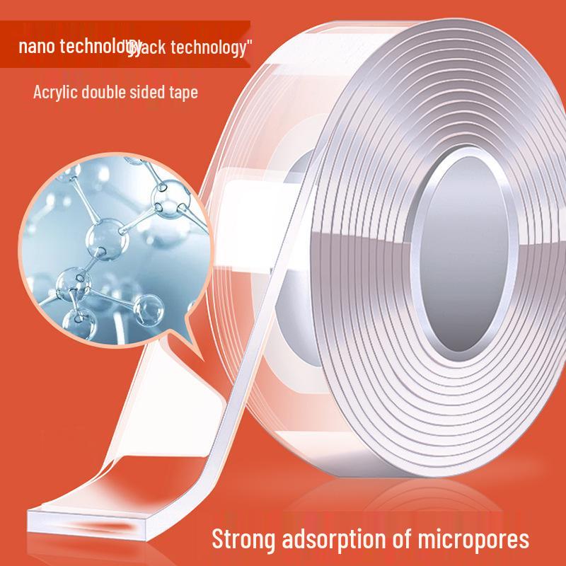 

High Viscosity Double-Sided Acrylic Tape - Transparent, No-Marks, Nano Adhesive for Strong Wall Fixation. Transparent; 0.5MM Thick * 2CM Wide * 1M Long