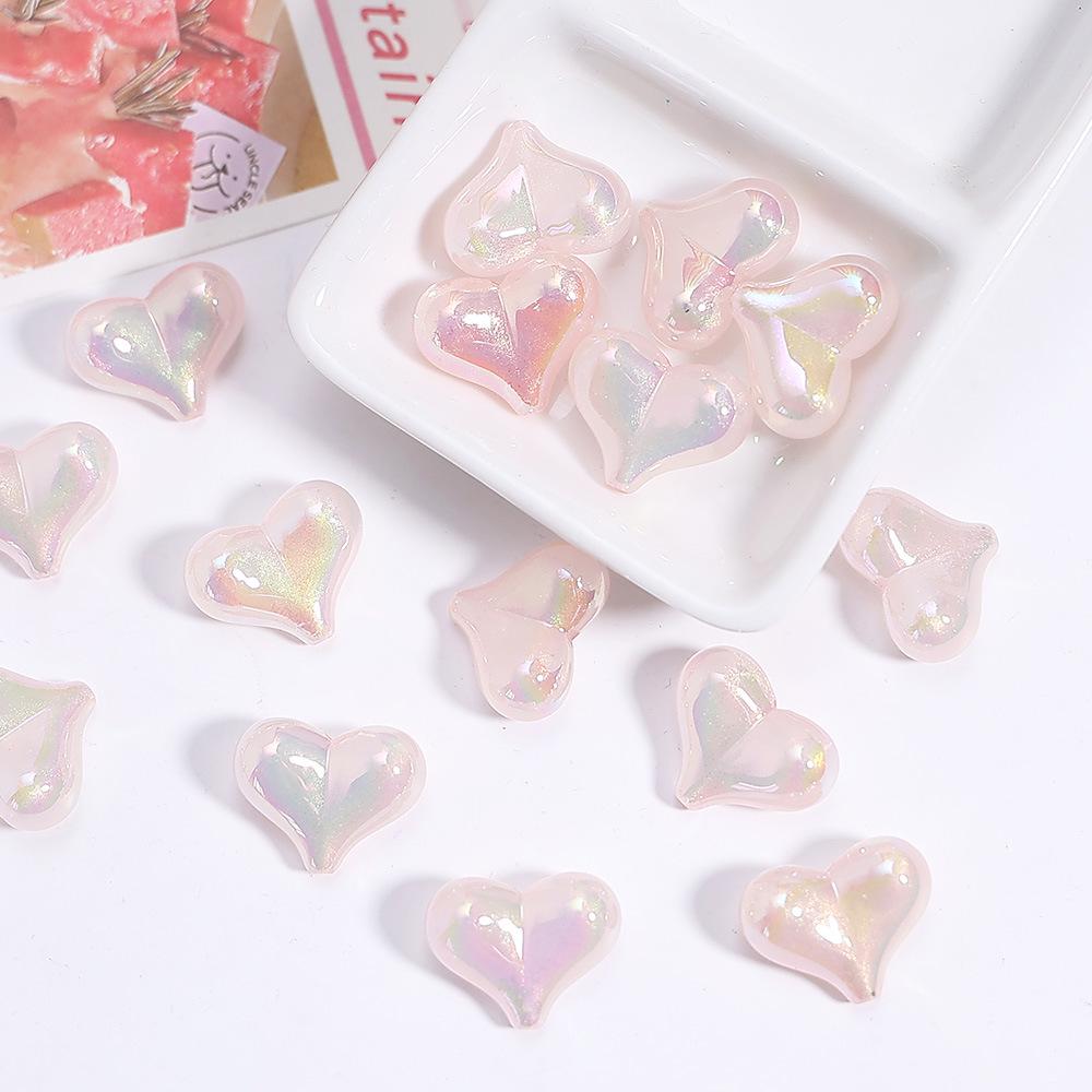 Acrylic Heart-Shaped Transparent Glitter Beads for DIY Phone Chains