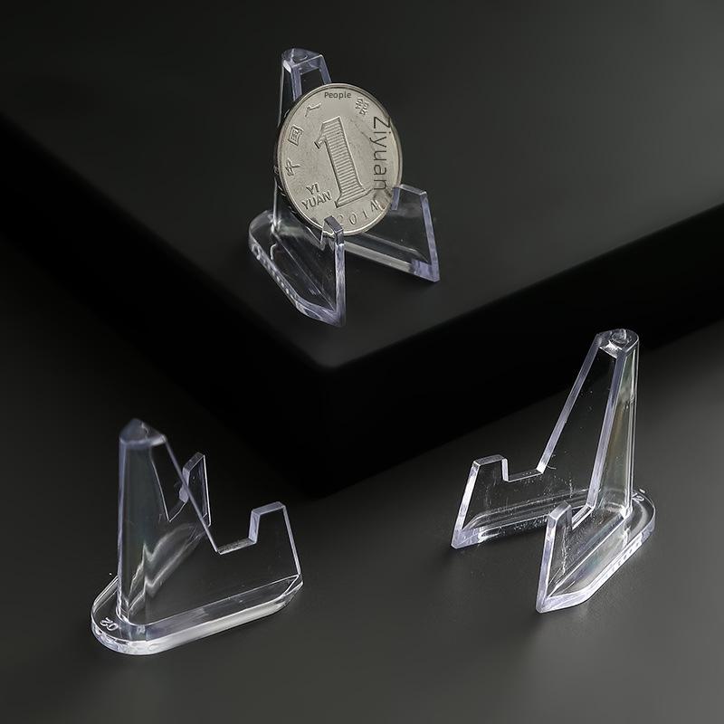Clear Coin and Medal Display Stand - Small Round, Square, and Triangular Options