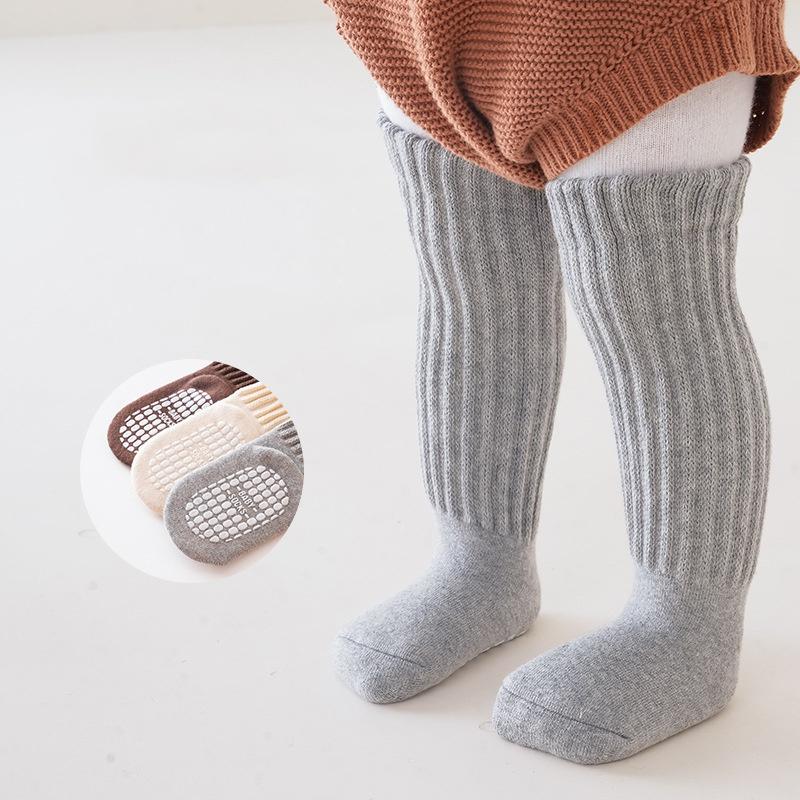 0-4Y Autumn Winter Thick Warm Knee High Socks For Girs Boys Fashion Simple Anti slip Floor Socks Children Clothing Accessories