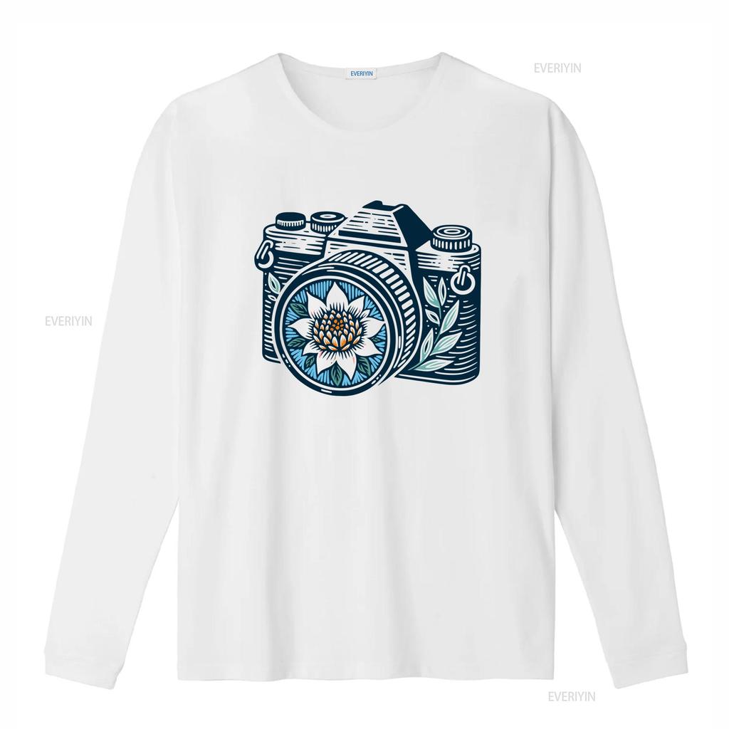 Vintage Boho Floral Camera Print Casual Photography Lover T Shirt vintage Washed fashion streetwear Slightly Breathable