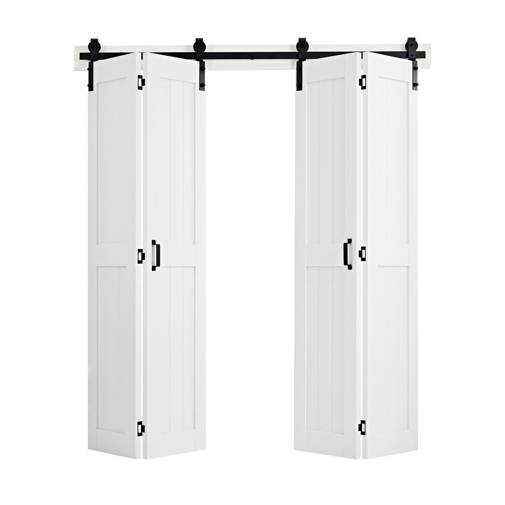 Bifold Barn Door, 1829 x 2134 mm, MDF Bi-Fold Sliding Closet Doors, Hardware Kit Included, H-Frame Space-Saving Design, Pre-Assembled Panels for