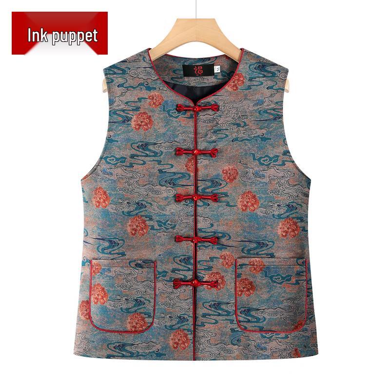 

Moou New Chinese Style Plus Size Sleeveless Vest for Elderly Women 5XL