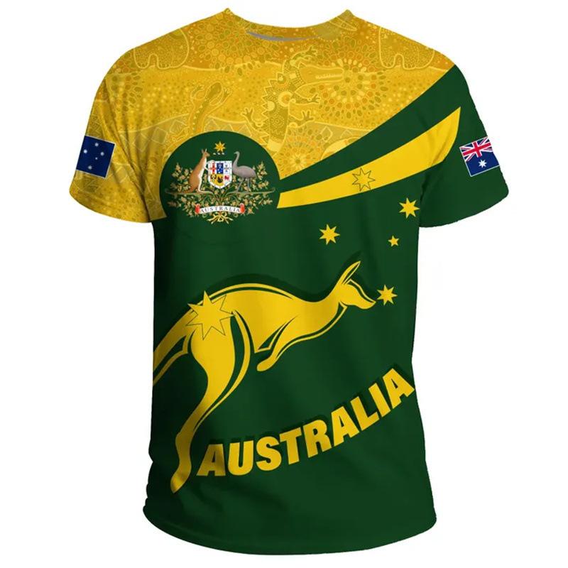 Australia's National Emblem Pattern 3D Digital Printing Cross-border New Men's Casual Short-sleeved T-shirt Factory Direct Sales