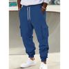 Autumn and winter fleece men's casual overalls men's multi-pocket drawstring sports casual trousers