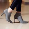 European and American Style Women's Boots 2024 Autumn New Item Solid Color Pointed Temperament Set Foot Thin Heel Short Boots