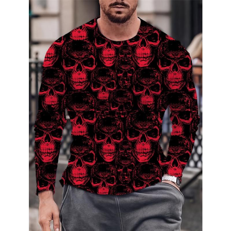 Fashion Pattern Printed T-shirt for Men and Women in Spring and Autumn Casual Outdoor Long Sleeved T-shirt Top Street Clothing