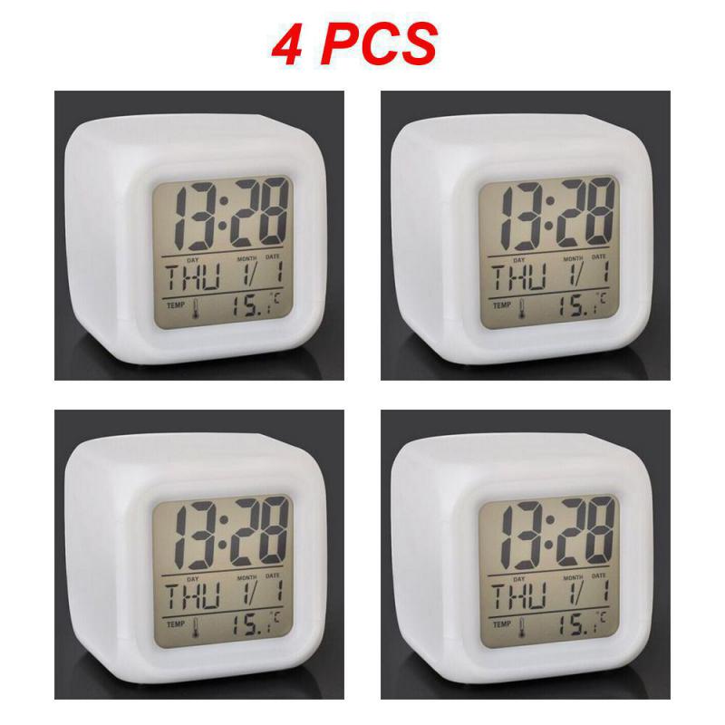 1/2/4PCS Safe And Practical Led Clock Practical Colorful Four-square Clock Simple Design Silent Clock Accurate Timing