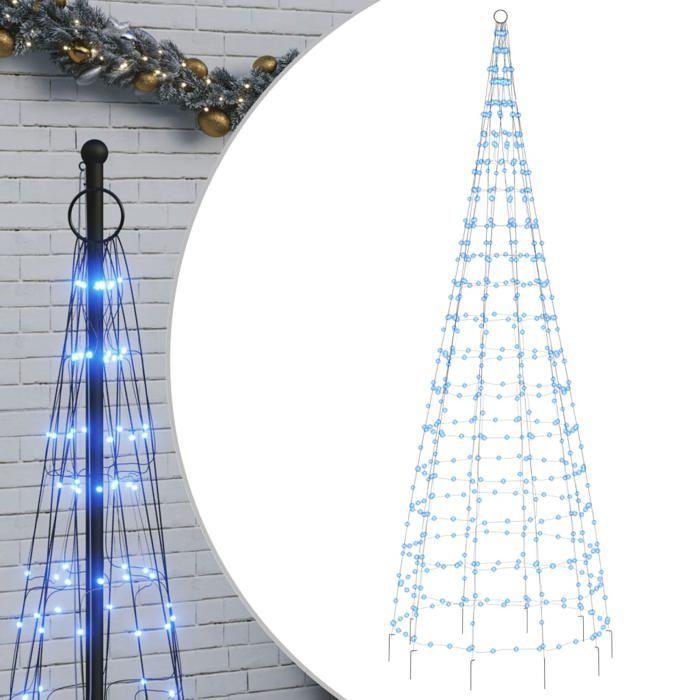 VidaXL Sapin de Noël à LED sur mât de drapeau 550 LED bleu 300 cm, décoration de Noël, lumière LED, lumière de Noël 358115