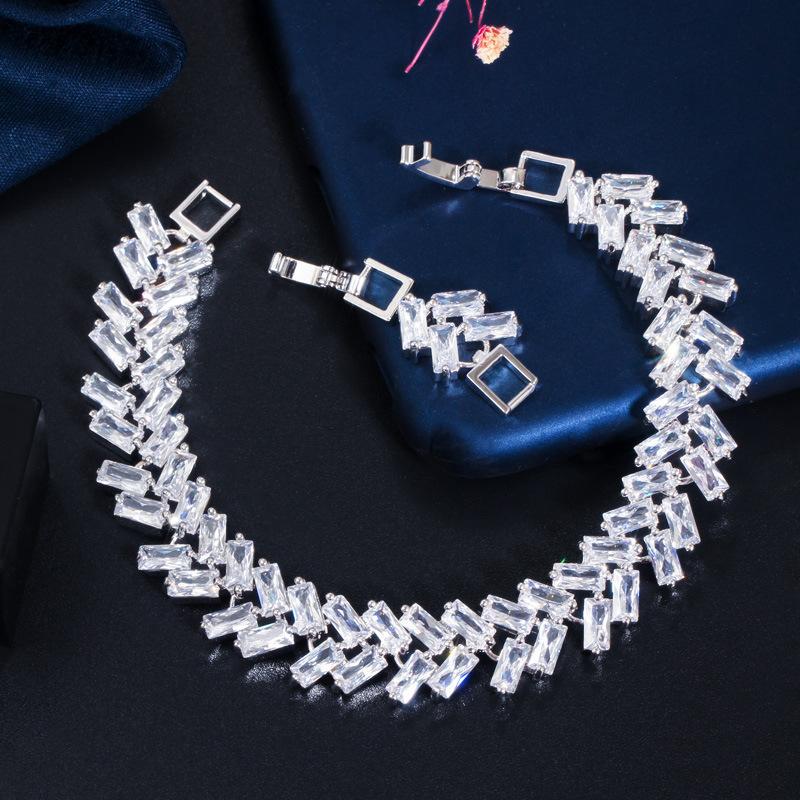 

S0173 Популярные украшения для рук Полный цирконов Простой браслет с платиновым покрытием белый