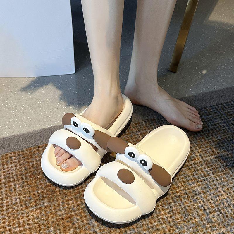 Cute puppy soft bottom cool slippers home thick bottom non-slip fashion one-word drag women's outer wear new in summer 2025