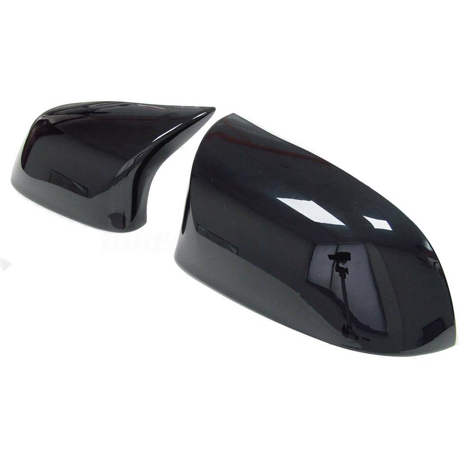 2x Glossy Black Rear View Side Mirror Cover Cap For BMW F15 F16 X5 X6 2014-2018