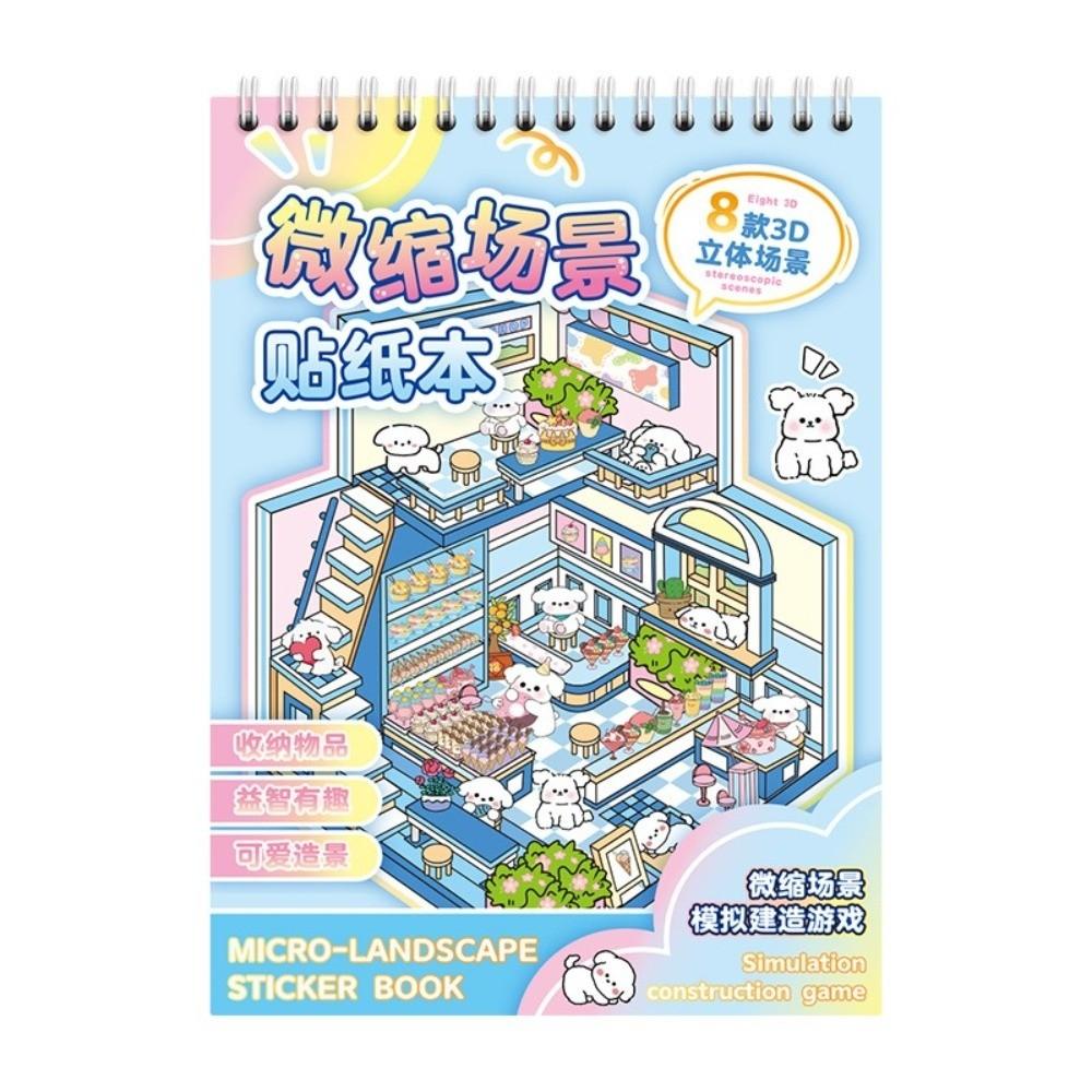 PET 3D Landscape Sticker Book DIY Sticker Cabin Scene New Miniature Scene Book for Kid