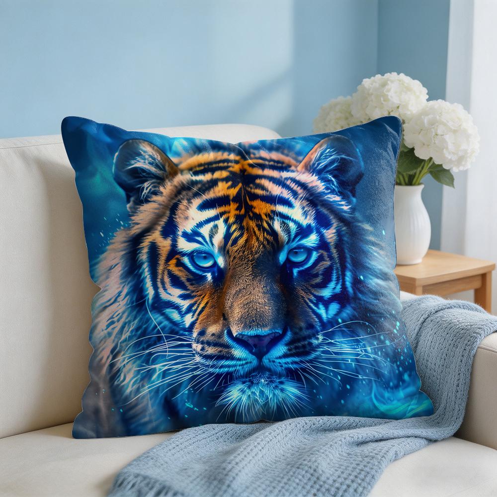 Tiger Animal Print Pattern Cushion Cover Square Pillow Bedroom Sofa Leisure Comfort Living Room Home Decoration X