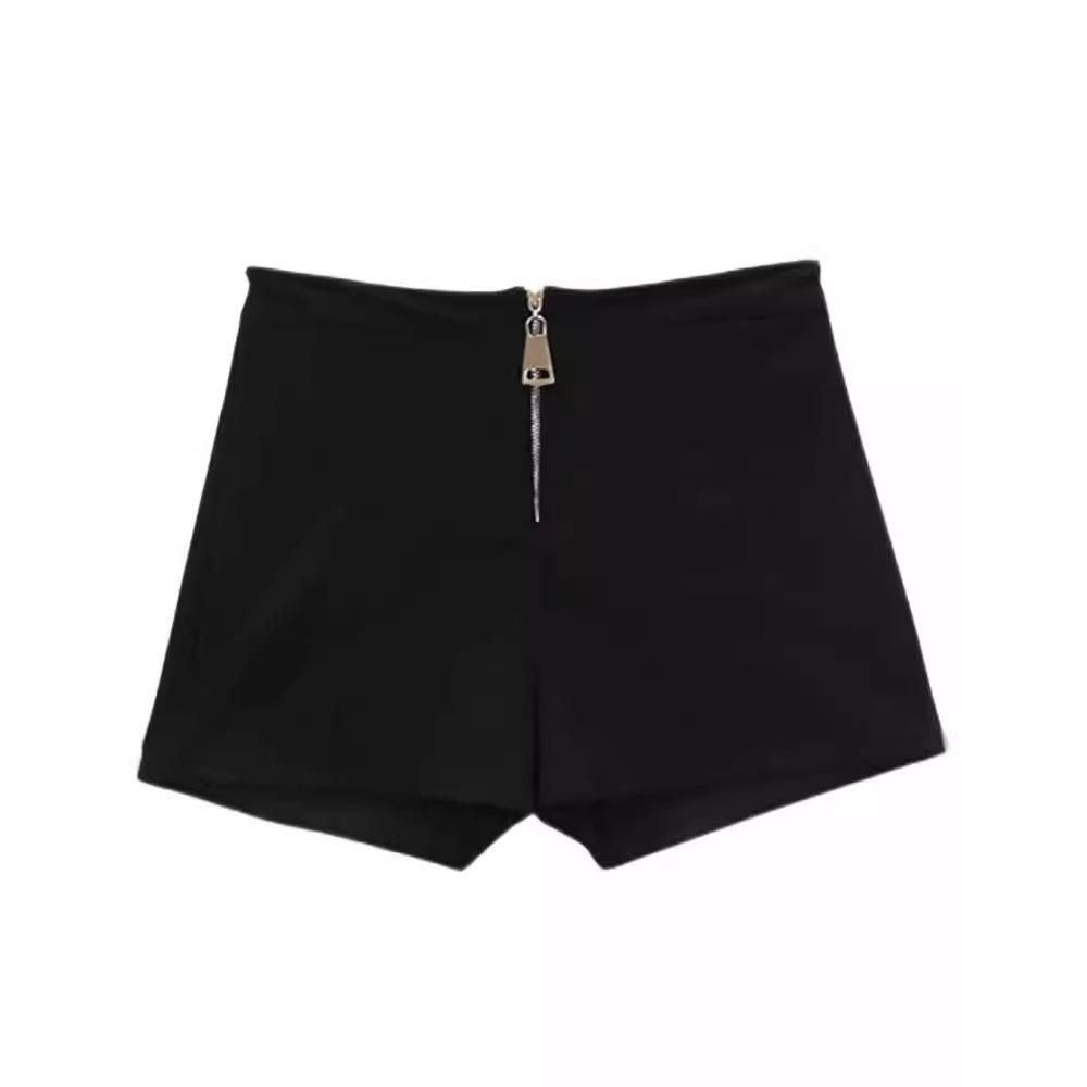 Women's Black High-Waist A-line Shorts: Spring/Summer 2025 Fashion, Slimming Loose Wide Leg Design