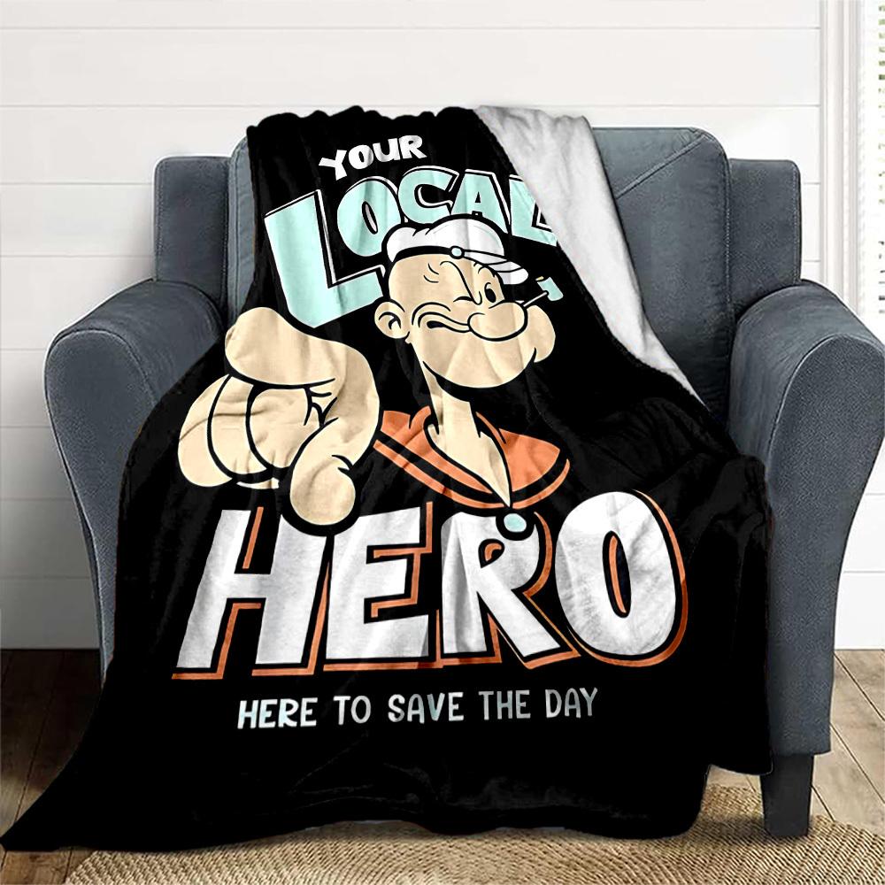 1pc Popeye the Sailor All-Season Comfort, Outdoor Flannel Blanket - Soft, Warm & Cozy for Naps, Camping & Travel 066
