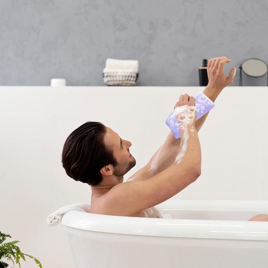 Pochette in Rete di Nylon Esfoliante Porta Sapone Rete per Schiuma da Bagno Sacchetto Porta Sapone Tasca Supporto Strumento per la Pulizia del Corpo Viso