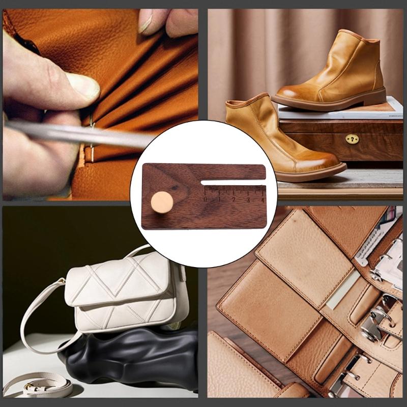 Leather Stitching Punch Aid Plate Wooden Leather Chopper with Clear Scale Leather Punch Plate for Craft Projects