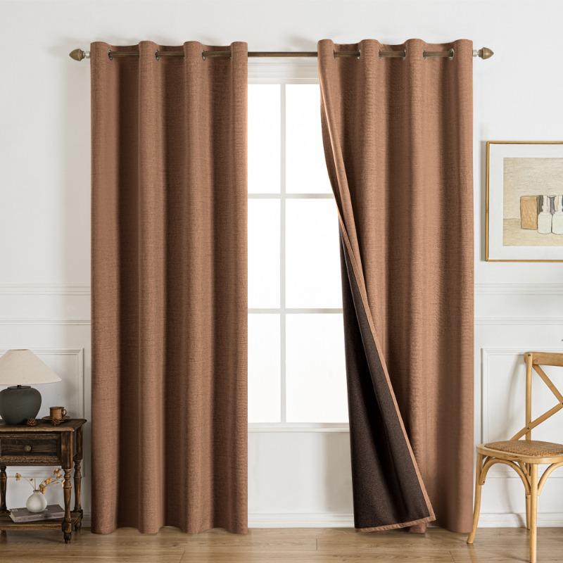 

1pc Linen Texture 95% Blackout Curtains with Grommets, Insulated Sun Blocking Total Privacy Drapes for Hotel Home Homestay Decor 1PC-40x45in &Grommet Top&1 panel