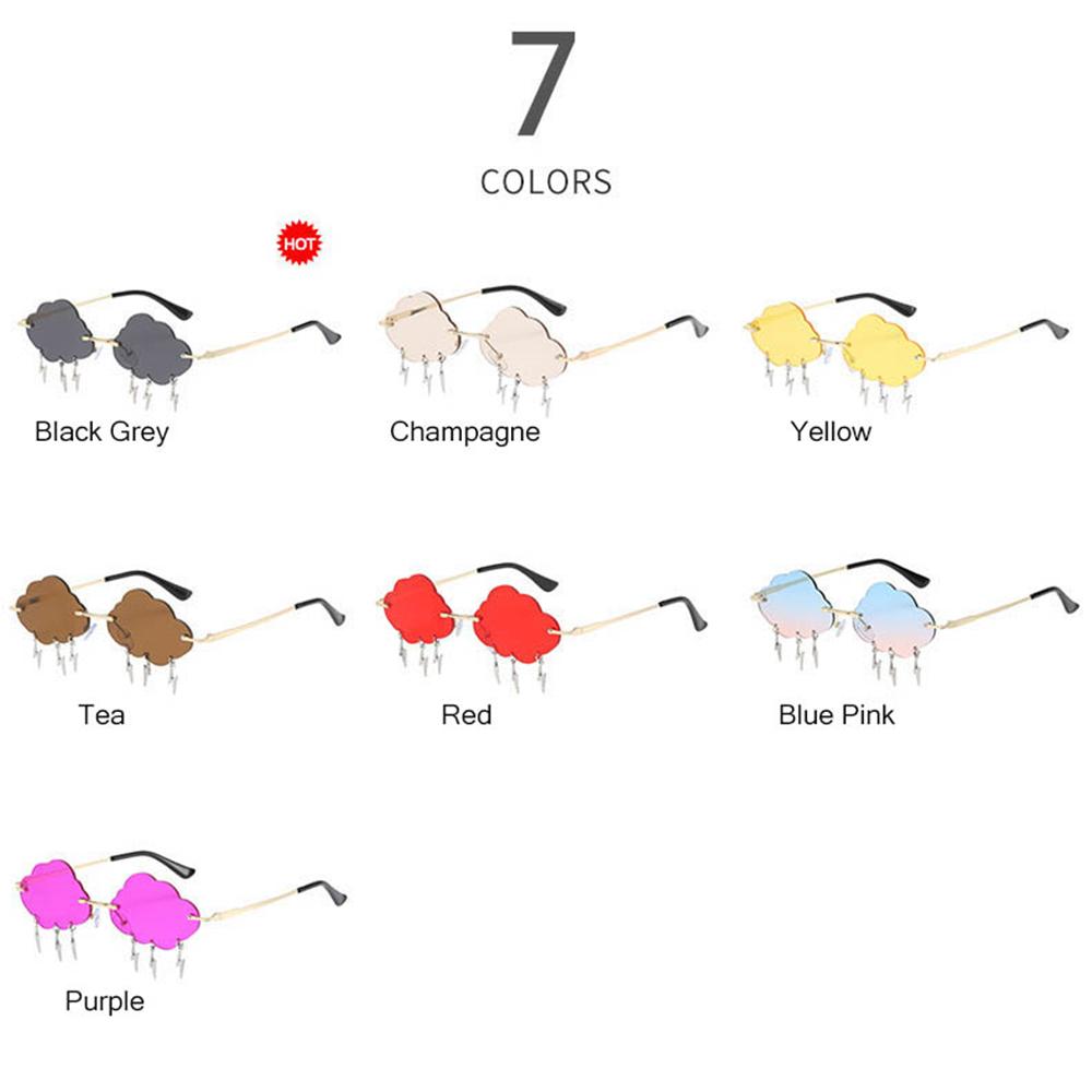 Funny Party Disco 90s Sun Glasses Rimless Sunglasses for Women Clouds Lightning Retro Style