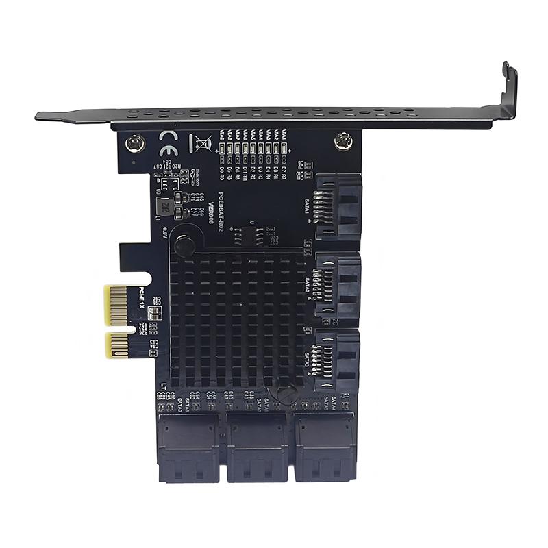 PCIE SATA Expansion Card PCI Express X1 to 9 Port SATA3.0 Controller 6Gbps Multiplier Riser RTL9101 Chip Add On Card for Desktop