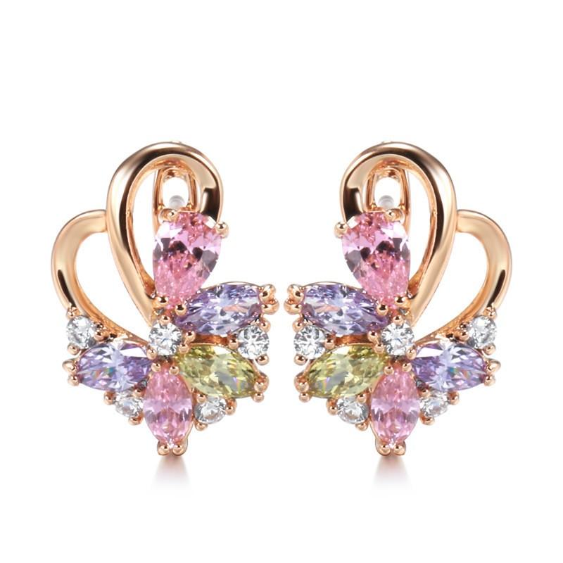 

Серьги из розового золота с цветным цирконием для женщин